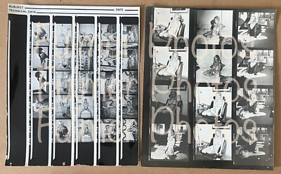 VTG CONTACT SHEET 36 Images B&W Risqué Female Model Boudoir NUDE 1980s