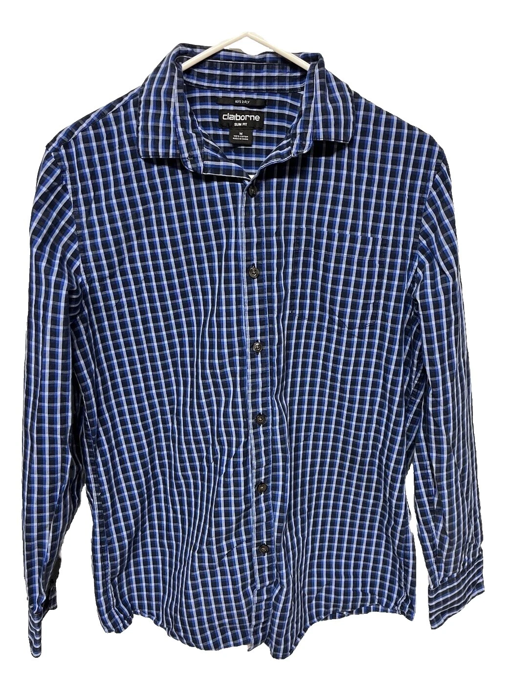 Plaid Claiborne Regular Size Dress Shirts for Men