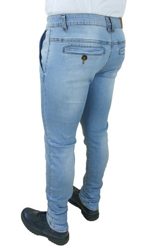 Jeans pantaloni uomo celeste Denim chiaro slim fit casual stretch da 42 a 60 - Foto 3 di 3
