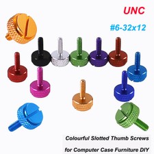 UNC Thumb Screws Mesh Knurled Slotted Hand Tighten Bolts Aluminum Alloy 6-32 12