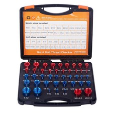 US 44pcs Nut Bolt Thread Checker Identifier Inch Metric Thread Gauges W/Box