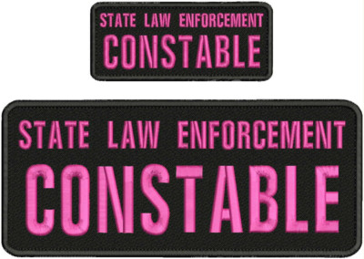 STATE LAW E CONSTABLE embroidery Patches 4x10 and 2x5 hook on back BLK/PINK