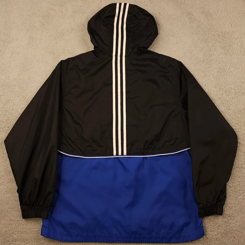 Pullover vintage años 90 Adidas cortavientos niños L negro azul 1/4 cremallera ventilado juvenil Foto 2 de 4