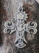 Retired MASSIVE James Avery Extra Large Dove Flower Cross Pendant NEAT 28+ Grams