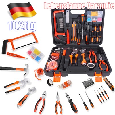 102tlg Multifunktion-Haushalts-Reparatur Handwerkzeug-Set Schraubenzieher Hammer