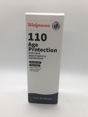 Walgreens SPF 110 Age Protection Broad Spectrum Oil Free Sunscreen Exp 8/25 NEW