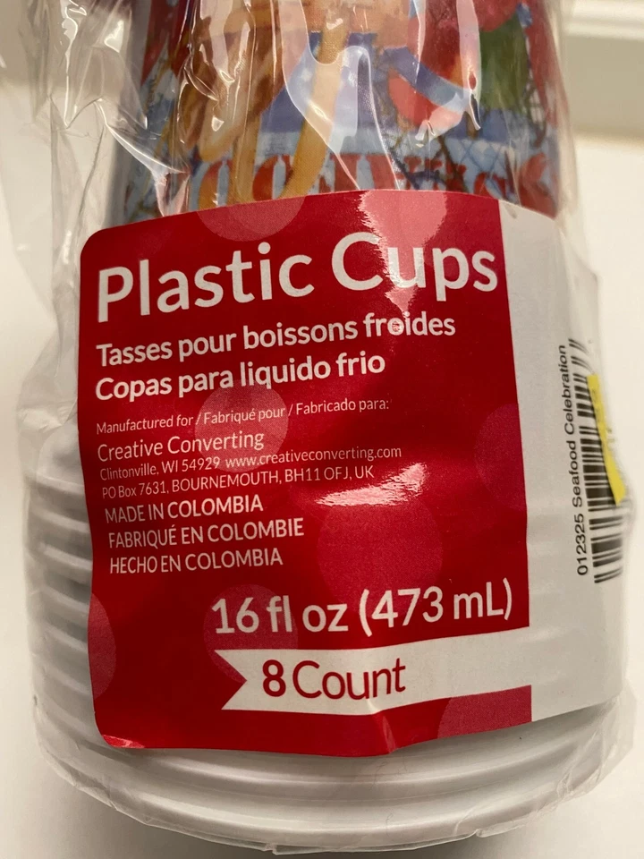 Seafood Celebration Plastic 16 fl oz Cups Nautical Cruise Party Birthday 8 ct. - Image 4 of 4