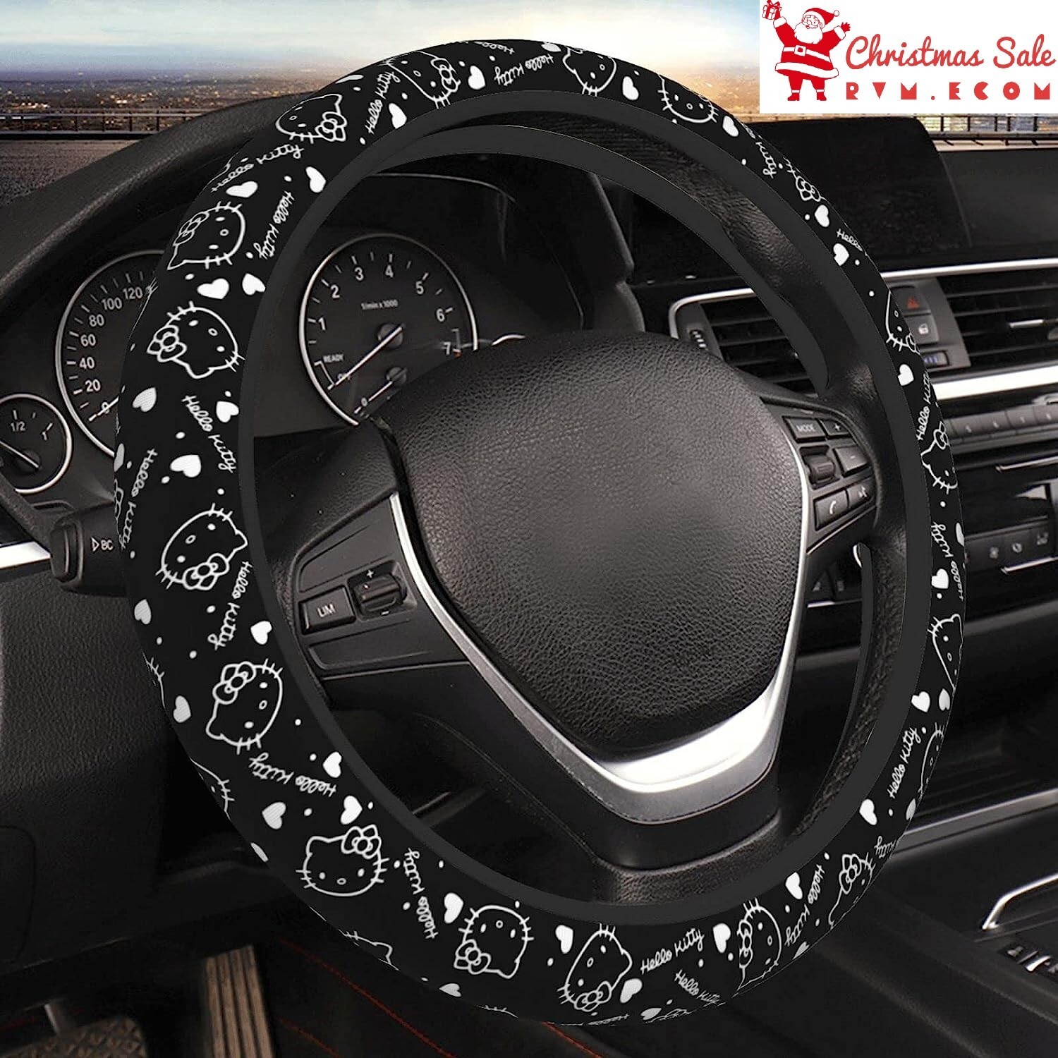 Kitty Cat Car Accessories Black Cute Kawaii Steering Wheel Cover Women