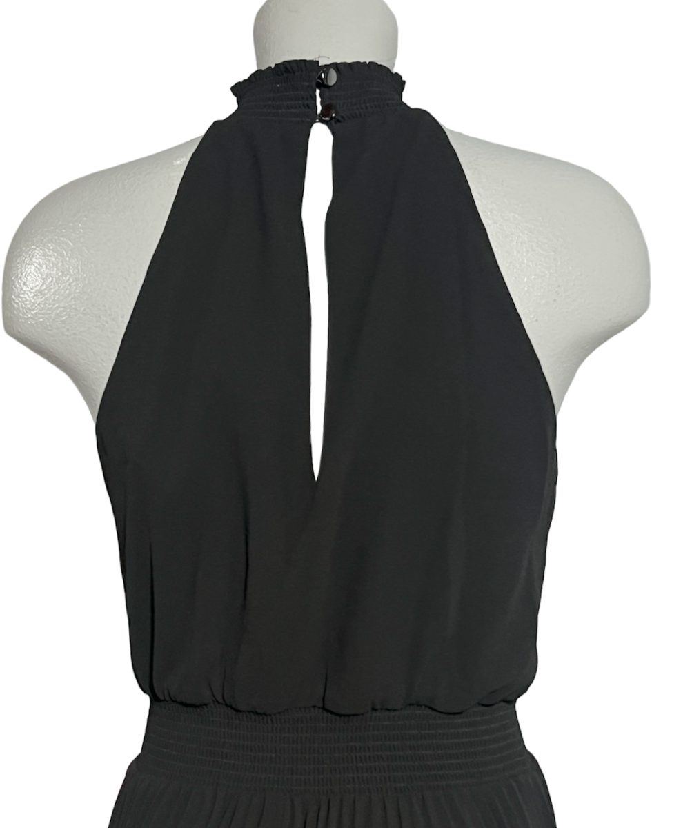 WHITE HOUSE BLACK MARKET WHBM BLACK PLEATED HALTER MIDI HALTER DRESS 2P 2  PETITE | eBay