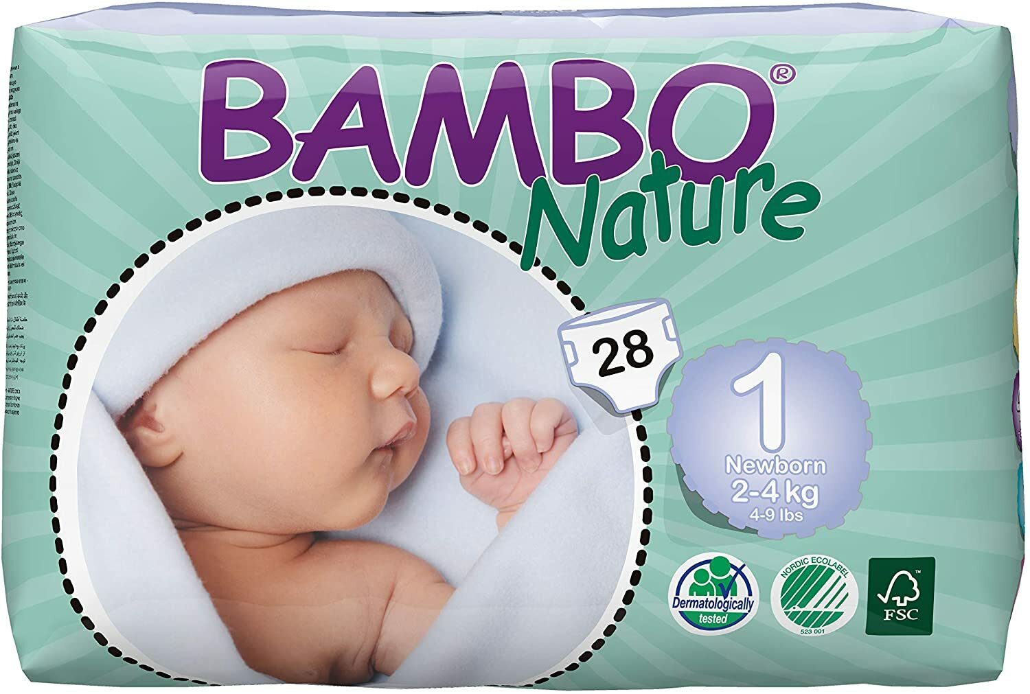 BRAND NEW Bambo Nature Eco Friendly Baby Diapers, Size 1, 168 count