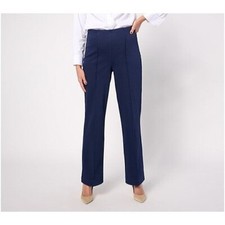 Denim  Company Signature Reg Easy Flex Twill Wide Leg Pant Pull On Navy Blue XL