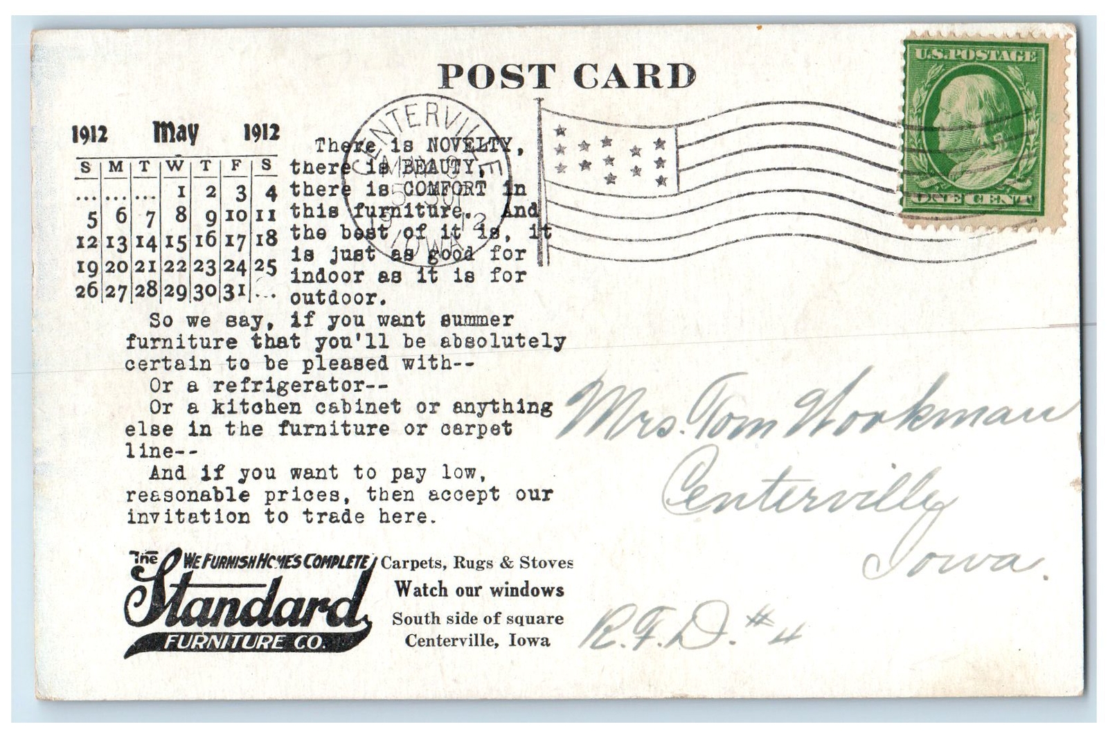 1911 Standard Furniture Company Fireplace Centerville Iowa IA Posted