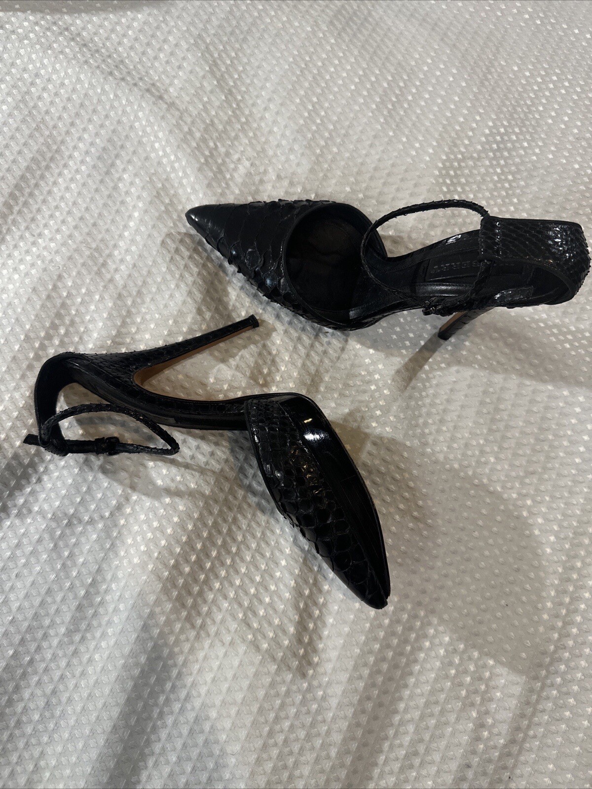 Burberry Black Python Snake Pointed Ankle Strap P… - image 5