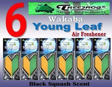 6 Packs Treefrog Wakaba Young Leaf Car Air Freshener -black Squash Scent Jdm