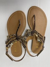 Sarah-Jayne Girls Brown Chain Beads Charms Detail Casual Strapy Summer Sandals 3
