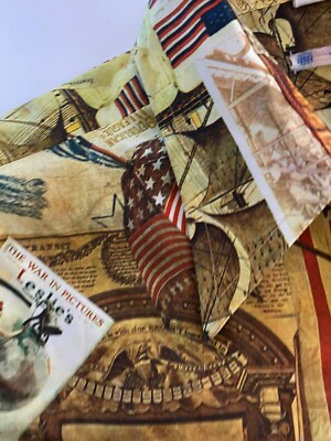 Chemise Vintage MANCHES LONGUES MEDIA - Motif Happy Birthday America - Années 70 - Taille L - Manches 34/35