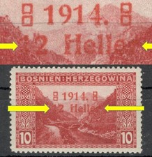 BOSNIE-AUTRICHE-MNH TIMBRE-ERREUR SUR OVPT., ENDOMMAGÉ "1 et r " -"4" TYPE II...