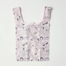 Maruko Chan Tote Illustration Graphic Packable Reusable Shopping Bag Pink