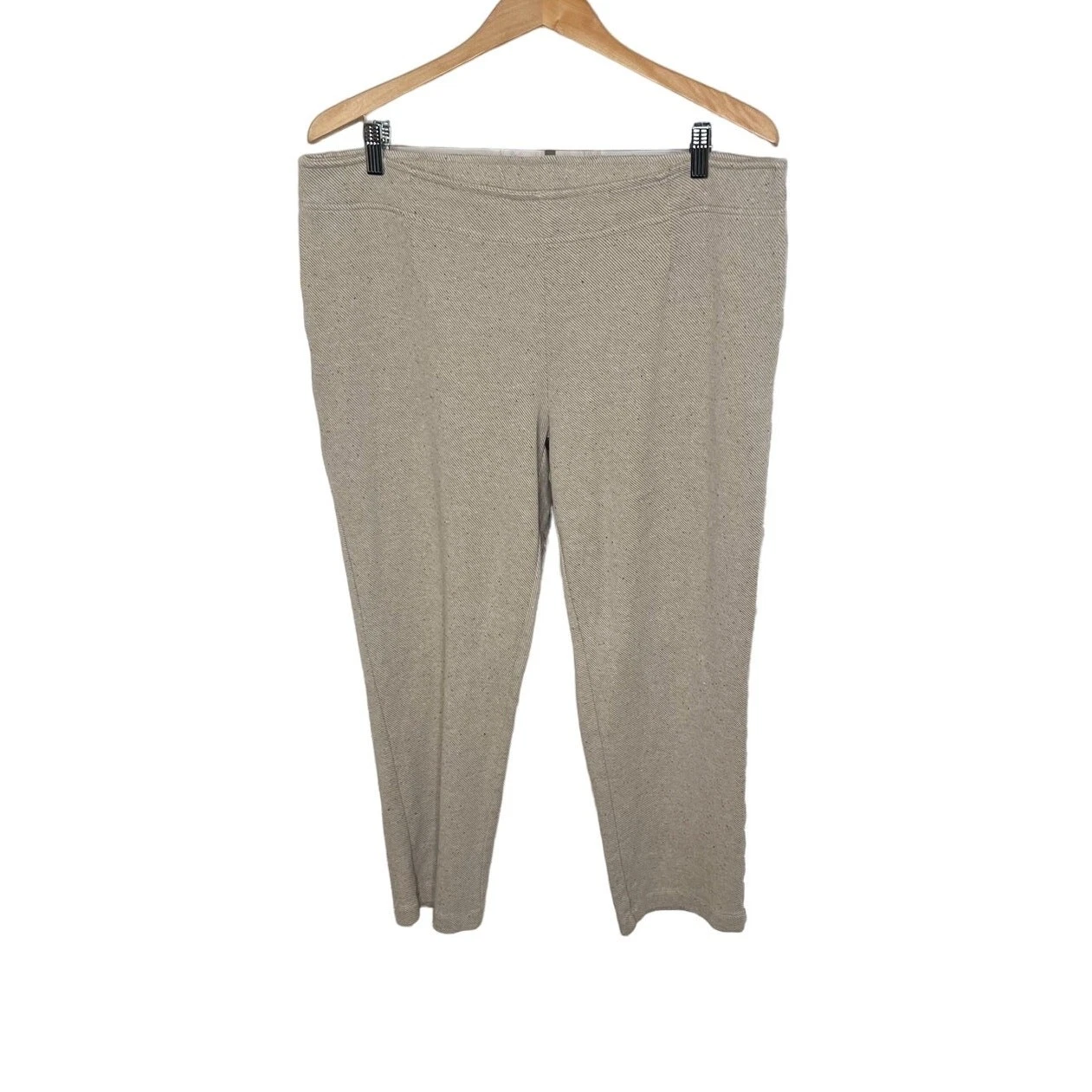 PURE JILL J. JILL Women's Large Pull On Straight Leg Pant Beige Flecked Coastal