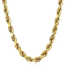 18K Yellow Gold 4mm Diamond-Cut Rope Chain (Solid Links) 18"-28"