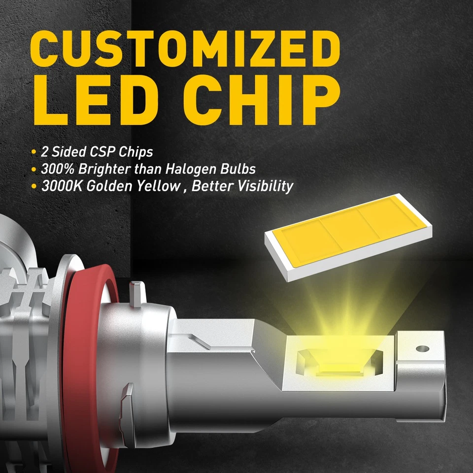 LED Fog Light Bulb H11 High Power 40W Lamps Yellow Foglight Bulbs H8 Kit 2/4/10x - Image 2 of 4