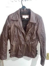 Gharani Strok London Damen-Lederjacke UK-Größe 14 braun Reißverschluss (sehr guter Zustand)