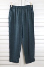 EILEEN FISHER 158 Solid Chambray Blue Pull On Organic Linen Pants Size Small