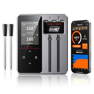Wireless Bluetooth Meat Thermometer - 2 Probes & App Control, Smart Digital Food