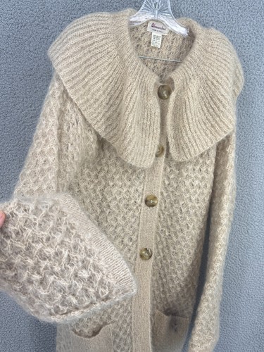 Vtg 70's Italy Handknit Chunky Oversize Cardigan Mohair-Wool Lucite Boho Long, $149.99 - Photo 6