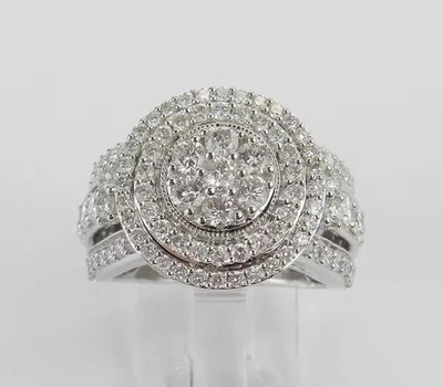 2Ct Round Lab Created Diamond Cluster Women's Wedding Ring 14k White Gold Plated