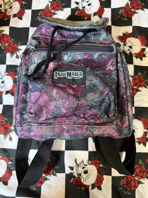 Vintage Trail Maker Floral Mini Backpack Drawstring Daypack 7x11