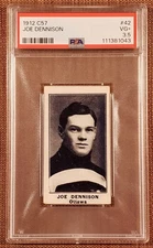 1912 C57 #42 Joe Dennison Ottawa Senators Rookie Hockey Card PSA 3.5 VG+ RC