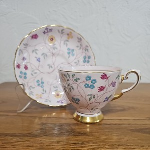 Royal Tuscan England Indian Garden Pink Footed Cup & Saucer Set  Nice