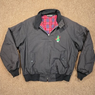 Vintage Sportsmaster Harrington Jacket Mens XL Black Plaid Lined 