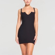 Skims Raw Edge Intimates Dress Onyx Black Size Small Soft Bodycon Mini Dress New