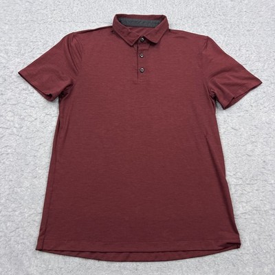 Lululemon Evolution Short Sleeve Polo Shirt Mens Medium* Red Active Golf M3AJQS