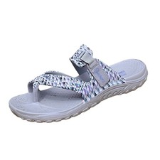 Skechers Women's Foamies Reggae Artsy Gray/Multi Slip On Sandals Sz 10