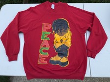 Vtg 90s Peace Crewneck Sweatshirt African Her...