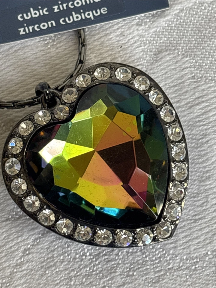 Park Lane Mystic Heart Necklace Rainbow Crystal Hematite Tone & Claire’s Earring - Image 2 of 4