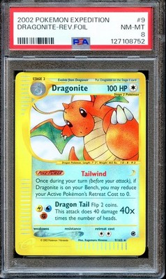 PSA 8 Dragonite 9/165 Reverse Foil Expedition E Series 2002