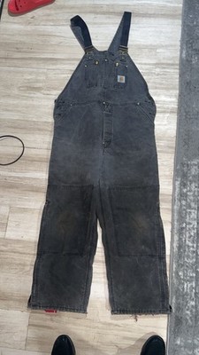 Carhartt Mens R02 BLK Black Insulated Lined Overalls Bibs tag looks to say 42x30