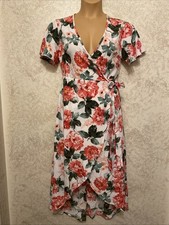 Shein Wrap Dress Multicolor Floral Ruffle High Low. Size Medium