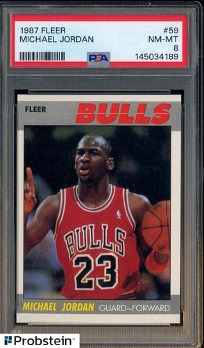 1987 Fleer Basketball #59 Michael Jordan Chicago Bulls HOF PSA 8 NM-MT