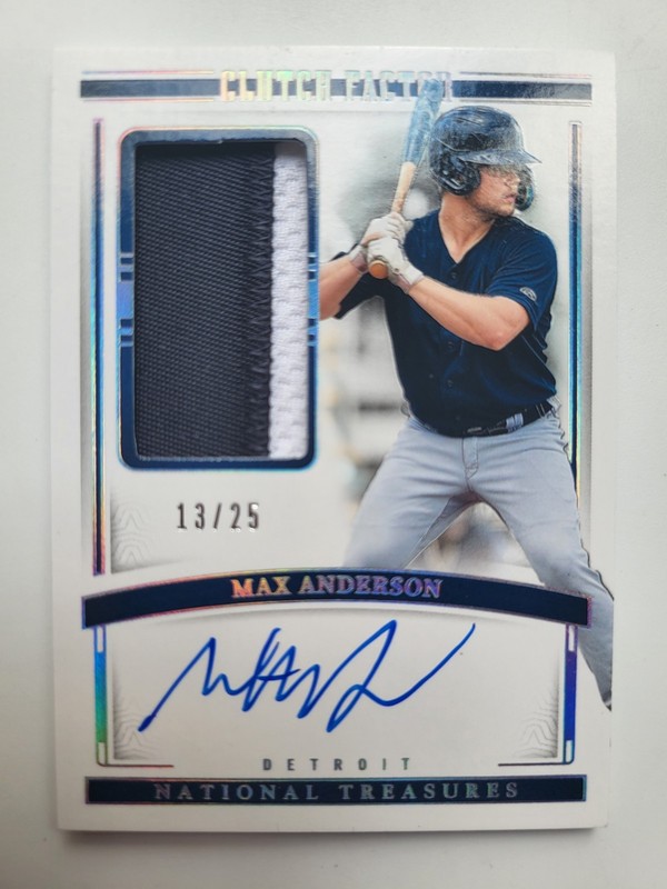 2024 National Treasures Max Anderson Clutch Factor Patch Auto #'d /25 Tigers