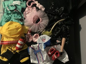 Lot Of TY Gear Beanie Kids Clothes 5 Outfits, Ballerina, Firefighter, Witch