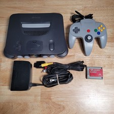 Nintendo 64 N64 Console Black Complete with Wires & Memory Card - Tested