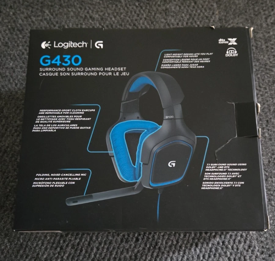 Logitech G430 7.1 Gaming Headset with Mic, Black with Blue accents. - Image 2 of 4