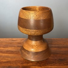 Vintage Hand Turned Handmade Wooden Wood Vase Trinket Bowl Segmented Layered 5 T