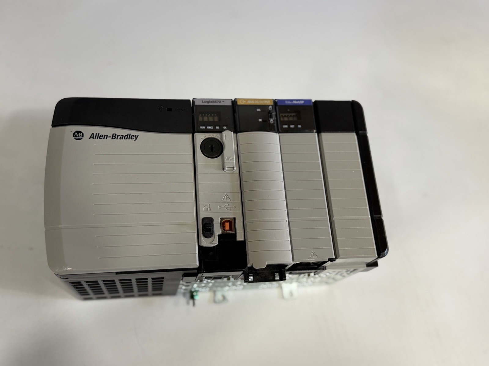Allen Bradley L72 4 Slot Chassis, Power Supply, Ethernet And Analog Output Cards