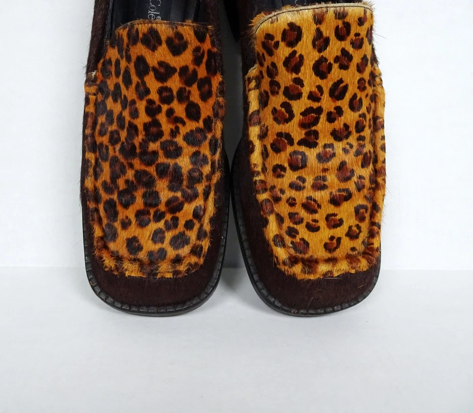 Vintage 1990’s Kenneth Cole Pony Hair Leather Loafers Shoes Womens 9 Fur Leopard - Image 4 of 4